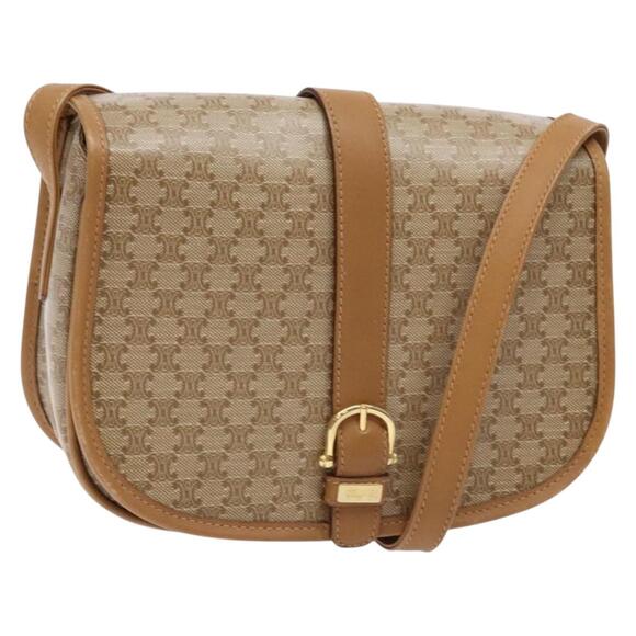 CELINE Macadam Canvas Shoulder Bag Pvc Beige Gold - Picture 1 of 12